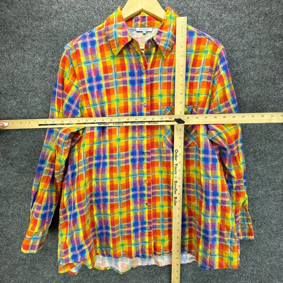 We Wore What Shirt Womens Medium Colorful Button Up Linen Blend Oversized Dad - Picture 7 of 16